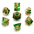 HS Customizable Green Purple Resin Ring DND Dice Set Square Polyhedral for Dungeons and Dragons Wholesale Availability