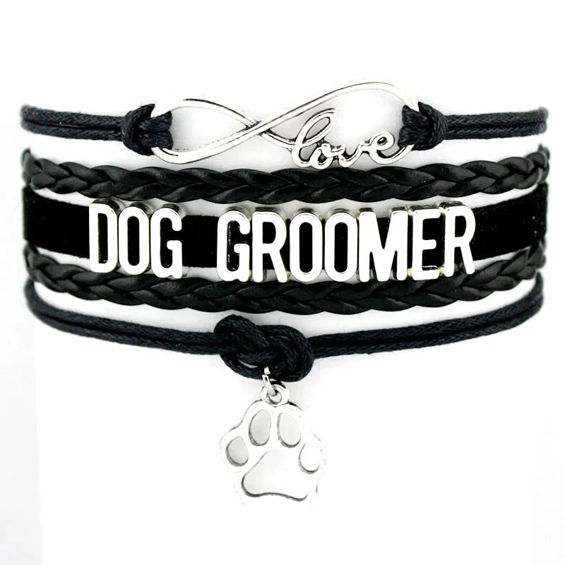 Manufacturer Multicolor Infinity Love Dog Trainer Dog Groomer Leather Wrap Bracelet