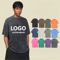 Custom Heavyweight Stone Washed T-Shirts Tshirts Oversized Heavy Blank Wholesale Vintage Acid Wash Boxy T Shirt for Men