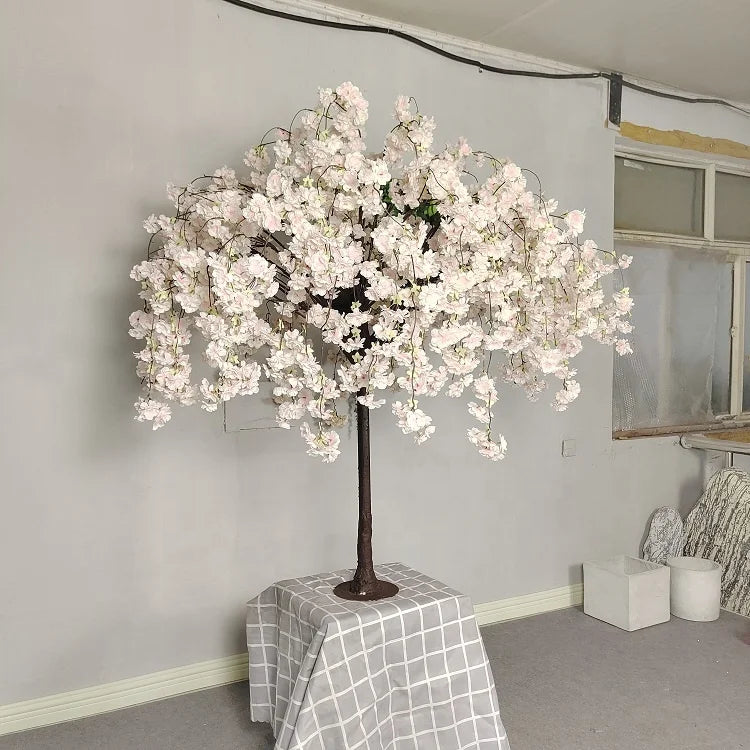Decoration Table Centerpiece 4ft 5 Feet Tabletop Artificial White Pink Cherry Blossom Tree for Wedding