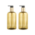 Custom Biodegradable PET 500ml Shampoo and Conditioner Bottle Gold Black Amber with Gold Pump for Lotion Use