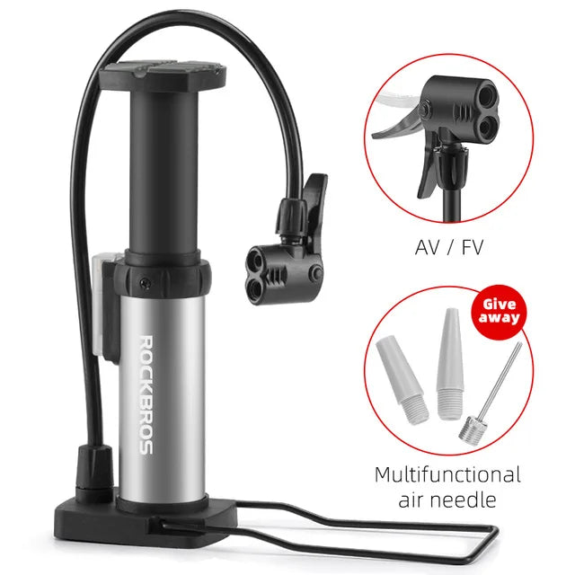 ROCKBROS 80PSI High Pressure Pump for Bike AV/FV Air Inflator Schrader Presta Valve Ball Hose Inflator