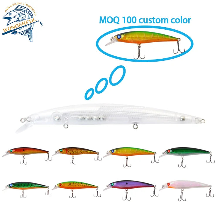 Wholesale Transparent Fishing Lure Molds 100MOQ Custom Color Top Water Blank Lures Unpainted Minnow