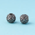 7.7mm Vintage S925 Sterling Antique Silver Round Bead with Heart for Jewelry Making Supplies