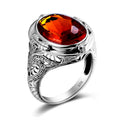 Jewelry Manufacturer Big Gemstone Men Rings Boho Ruby Ring 925 Sterling Silver Vintage Women's Picture Claw Setting
