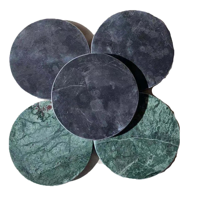 2023 New Fashion Home Bar Round Marble Style Absorbent White Coasters Set