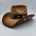 Retro Beach Travel Cowgirl Jazz Hats Wide Brim Western Cowboy Hat for Men Women