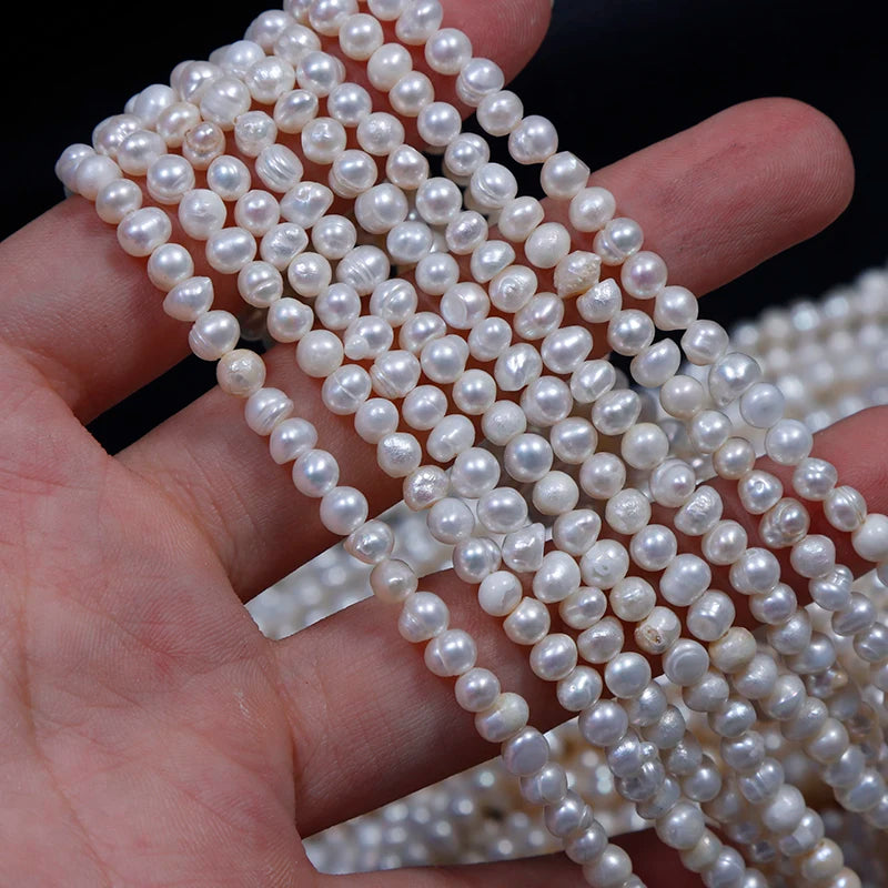 4mm Punch Pearl Beads Teardrop Shape White Freshwater Pearls Natural Real for DIY Jewelry Making