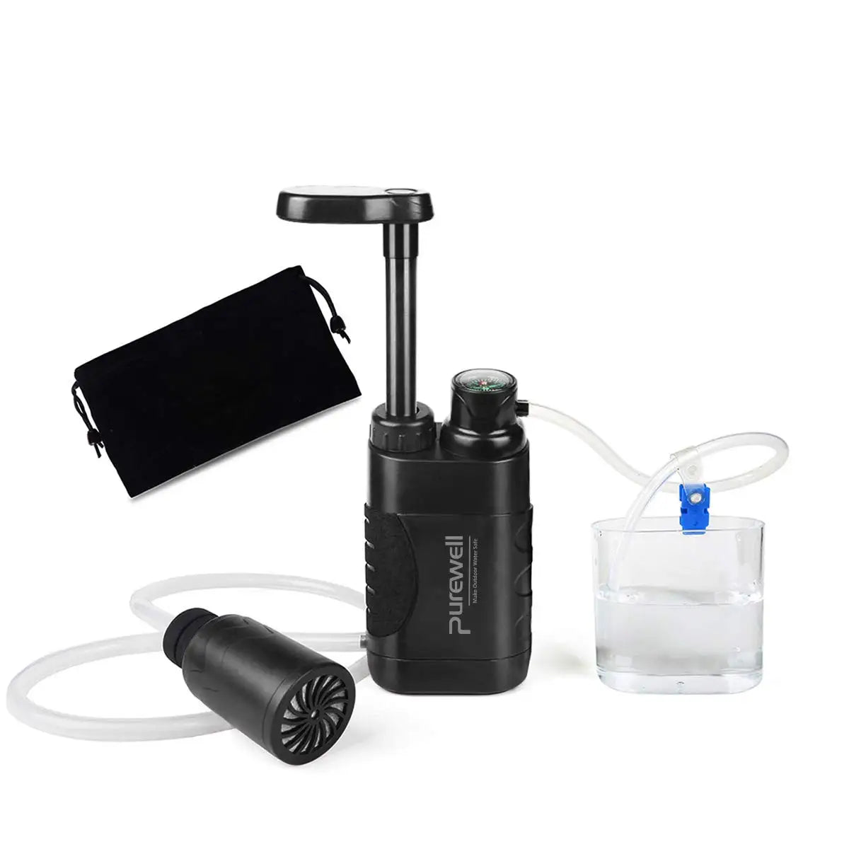 Outdoor Portable Water Purifier Pump Emergency and Survival Gear with Replaceable Carbon 0.01 Micron