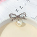 Bowknot Beads Simple Glossy Alloy Brooch for Women Suit Accessories Pearl Beads Pendant Elegant Party Brooch Sweater Pin Gift