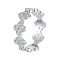 925 Sterling Silver Ring Moissanite Stone Fashion Clover Versatile Ring Plated with Platinum Cross Border Wedding Ring