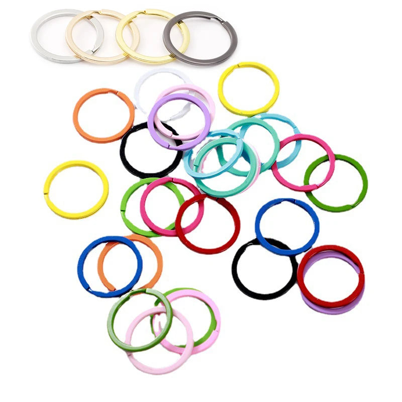 Custom O Ring Bag 3cm Candy-Colored Flat Metal Keychain Popular Hardware Accessories with Plain Customs Split Key Ring