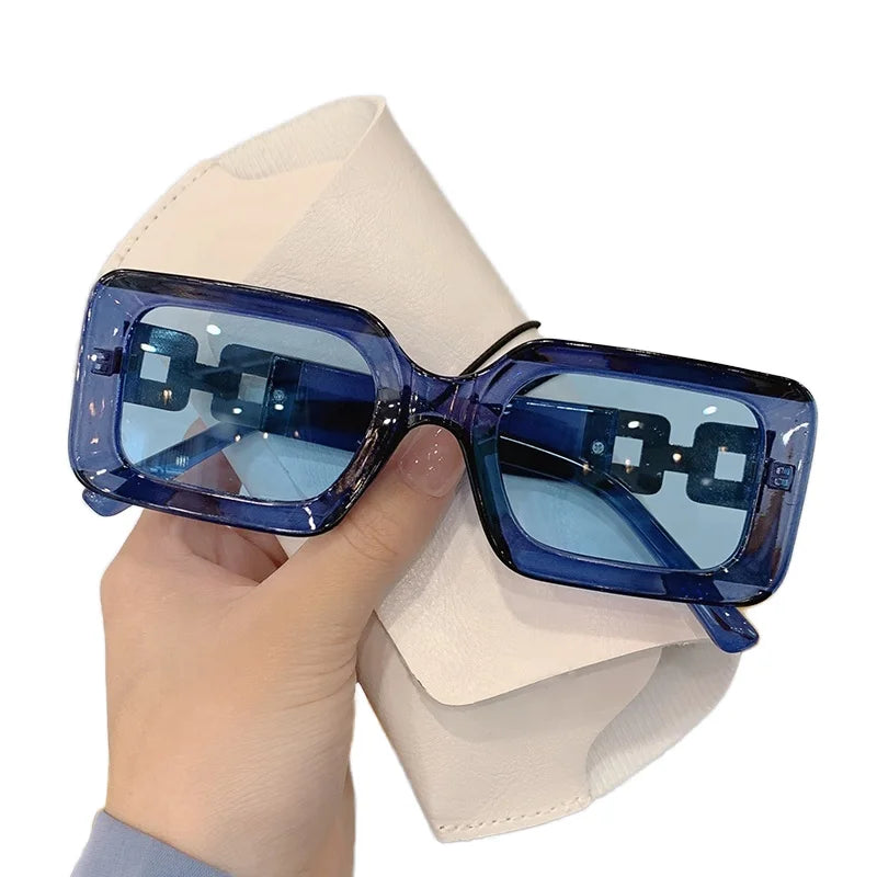 2024 UV400 Designer Multicolor Square Sunglasses for Men and Women Trendy Blue PC Frame Fashion Shades for Unisex Use