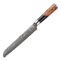 7.5 Inch Bread Knife JDH Damascus Kitchen Knife 67 Layers Damascus Steel with Black Resin Wood Handle