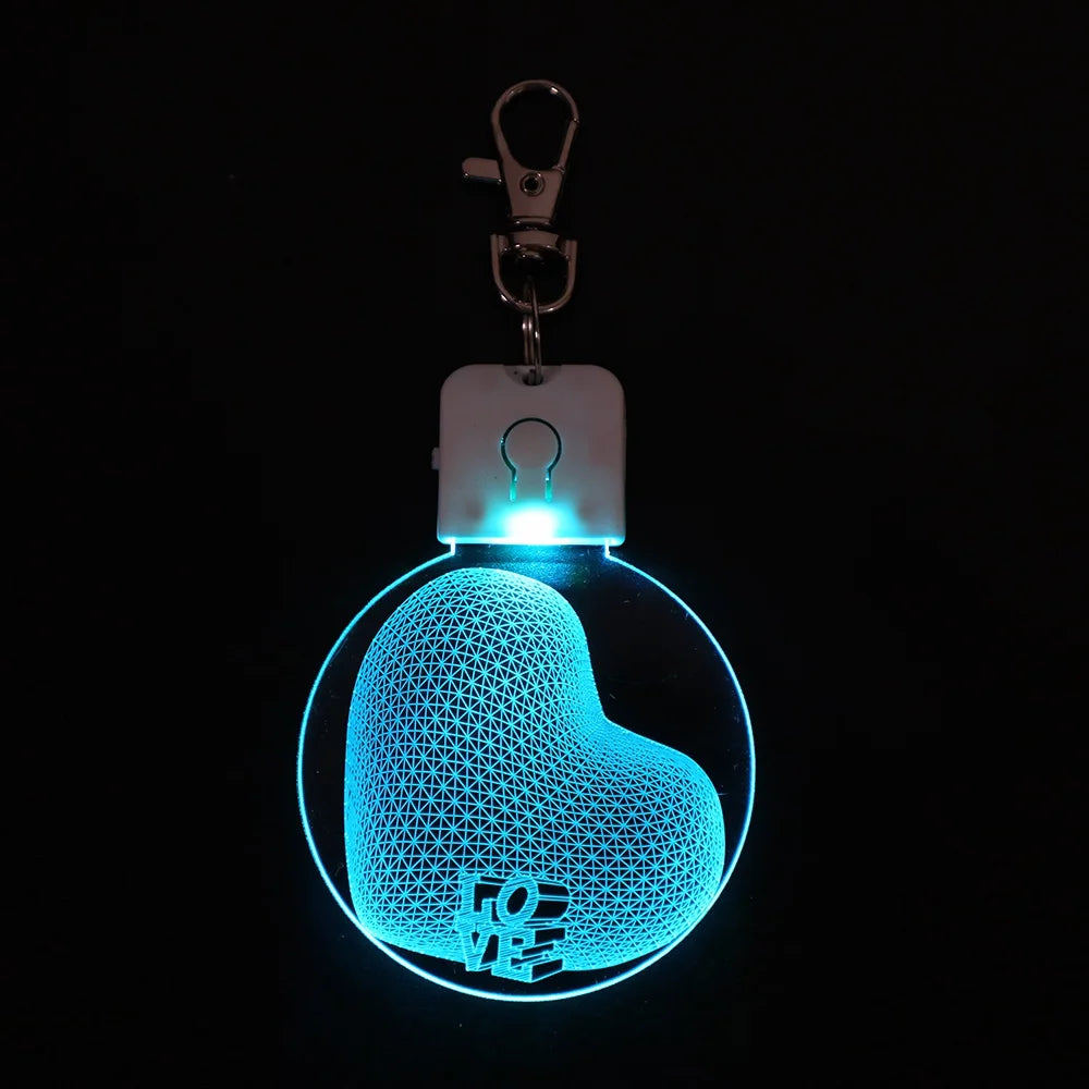 Press Button Battery Charge Led Keychain Light Personalized logo Color Changing Night Light Acrylic Keychains