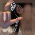 2023 Hot Sale Cubic Zircon Butterfly Clip on Earrings Crystal Butterfly Tassel Ear Cuff Earrings for Party
