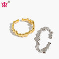 WMJF300 100% S925 Sterling Silver Irregular Wavy Ring Size Adjustable Ring for Fashion Women Girls Lady Jewelry