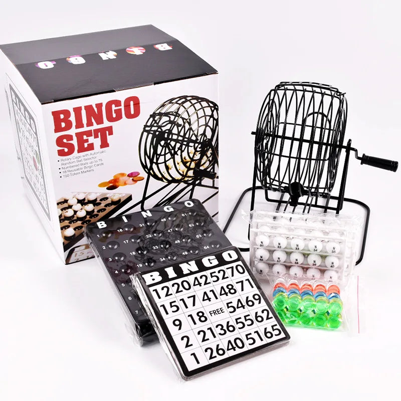 Metal Bingo Cage Glass Shot Glasses Party Bingo Drinking Game  Set