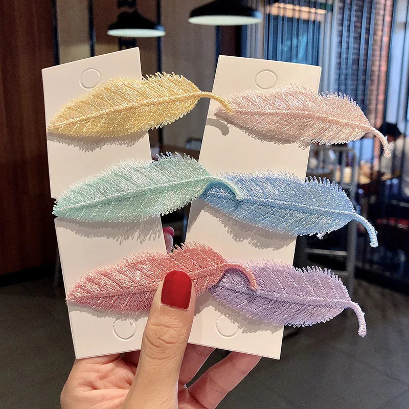 Wholesale New Candy Color Korean Hair Clips Leaf Shape Cute Hair Clips Sweet Girl Hair Accessories