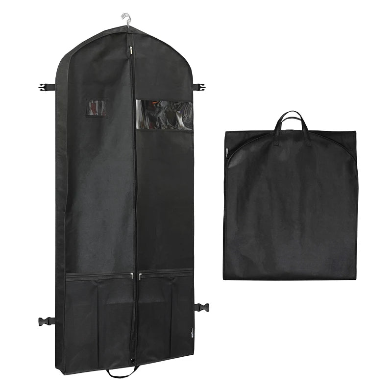 Wholesale Reusable Custom Logo Dust Dress Clothes Cover Non Woven Suit Folding Garment Bags With Zipper