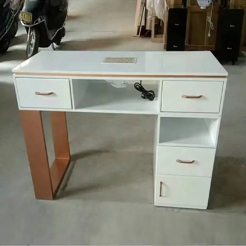 Modern Beauty Nail Salon Equipment Wooden Single Manicure Table Nail Art Table with Drawer Light Luxury