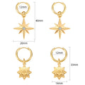 Fashion Stainless Steel Hoop Earrings Dainty Sun Star Circle Hoop Earrings for Girls Women Gift
