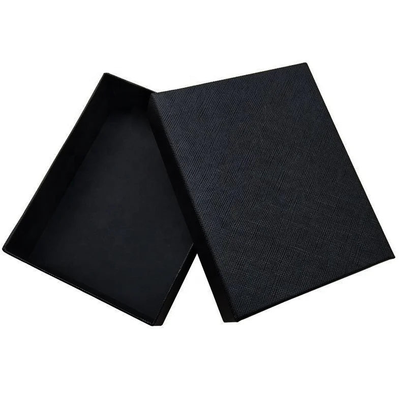 12.5*11*2.5cm Stock Black Wallet Gift Box Matte Black Color Paper Cardboard Jewelry Gift Boxes