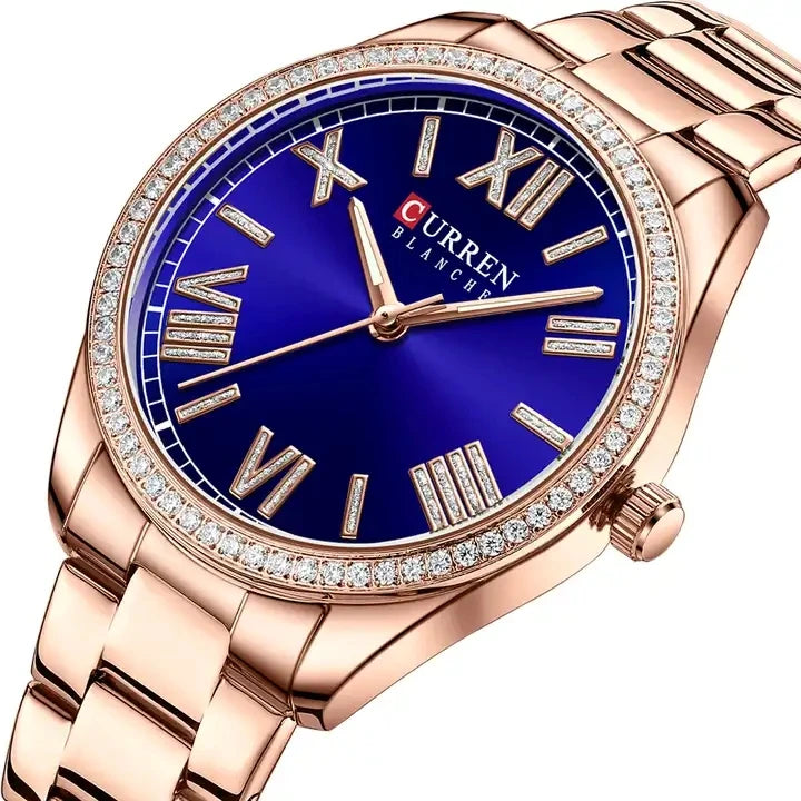 CURREN 9088 New Luxury Quartz Ladies Bracelet Watch Rhinestone Dial Elegant Luminous Pointer Stainless Steel Watch Relogio Femin