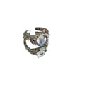 European Round Gemstone Open Rings Hot Sale Crystal Moonstone Band Rings for Woman