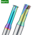 Maifix 3T Three Teeth 1pcs External Internal Sharp Edge Thread Milling Cutter Aluminum with Colorful Nano Coating