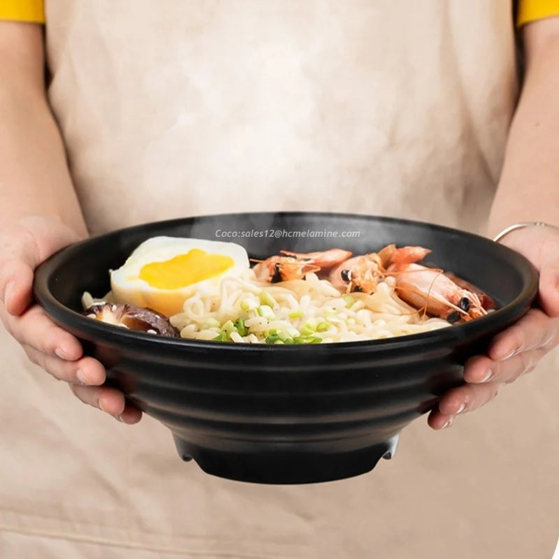 Hot Selling Korean Japanese Ramen Noodle Melamine Black Plastic Soup Bowl Melamine Serving Bowls