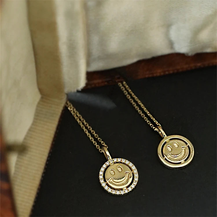 2025 Trendy Design S925 Birthday Gifts Gold Smile Face Pendant Necklace