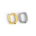 GE10 Geometric U Shape Silver 925 Earrings S925 Sterling Silver Square Hoop Earrings