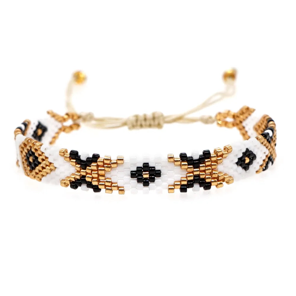Evil Eye Bracelet Boho Fashion Jewelry Handmade Geometric Woven Miyuki Seed Beads Bracelets for Women