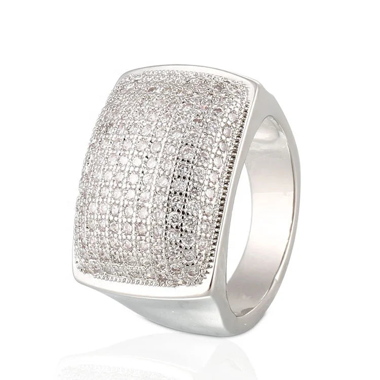 Men's Fashion Jewelry Compass Rings 14Kt White Gold S925 Silver Fingers Ring for Men
