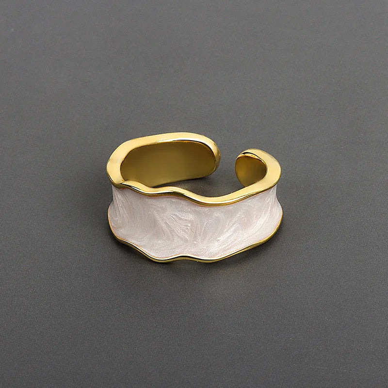 Lateefah OEM Enamel Ring Rings Wholesale Enamel White Drop Oil Painting Colorful Ring