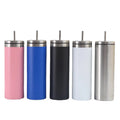 20oz Straight Cup with Straw and Lid Insulated Double Wall Stainless Coffee Mug