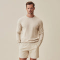 Men's Lightweight Cotton-Linen Crewneck Sweater Breathable Summer Knitwear