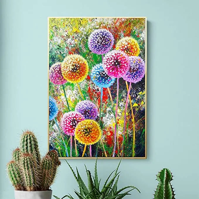 LS 5D DIY Dandelion Embroidery Kit Printed Diamond Painting and Crystal AB Diamond Home Decor Gift