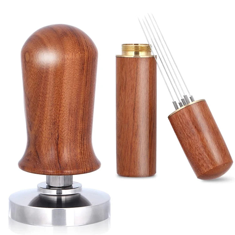 Barista Espresso Hand Tamper 58mm Calibrated Espresso Tamper Wooden Handle Coffee Tamper