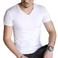 Cheap Price Custom logo Printing logo Men's t Shirt Blank Short Sleeve Plain Men v Neck t Shirts