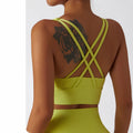 High Impact Support Sports Workout Gym Crop Top Training Solid Yoga Bras Cross Straps Running Padded Push up Underwear