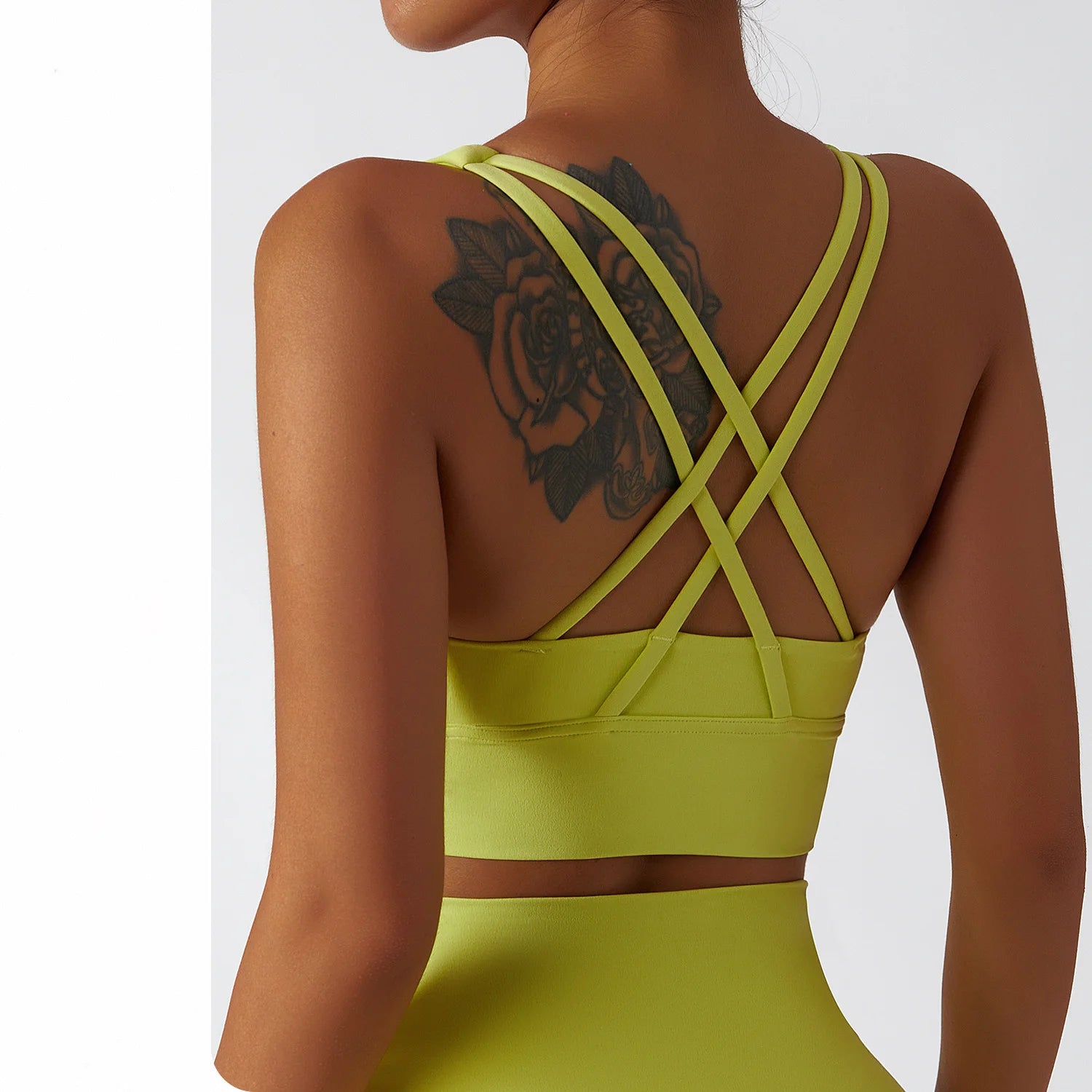 High Impact Support Sports Workout Gym Crop Top Training Solid Yoga Bras Cross Straps Running Padded Push up Underwear