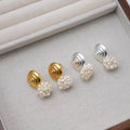Real Real Gold Electroplated Brass Snail Grape String Millet Beads Natural Earrings