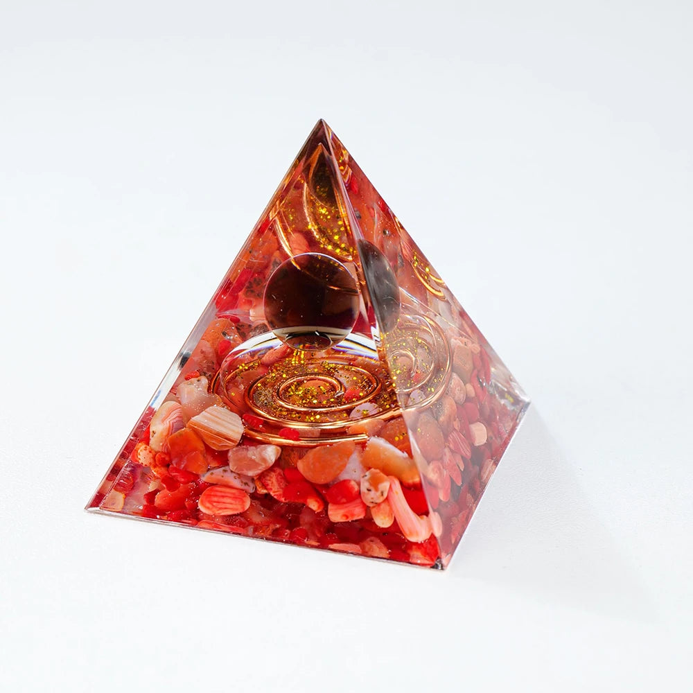 5cm Natural Gemstone Sphere Orgen Crystal Chips Pyramid Healing Stone Quartz Crystal Crafts