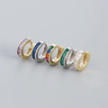 Multi Colored 925 Sterling Silver 1cm Huggie Hoop Earring with Zircon Beads Bezel Paving Earrings Jewelry