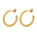 Minimalist Thick C-shaped Opening CC Hoop Earrings 18K Gold Plated Stainless Steel Jewelry  for Girls Non Tarnish