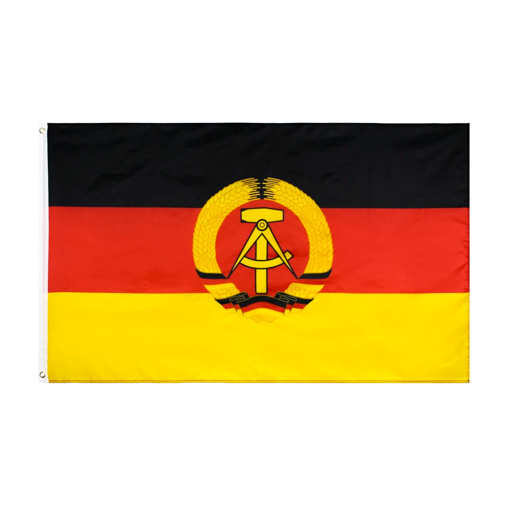 Ready Stock 100% Polyester Flying Style Double Sided East Germany Flag