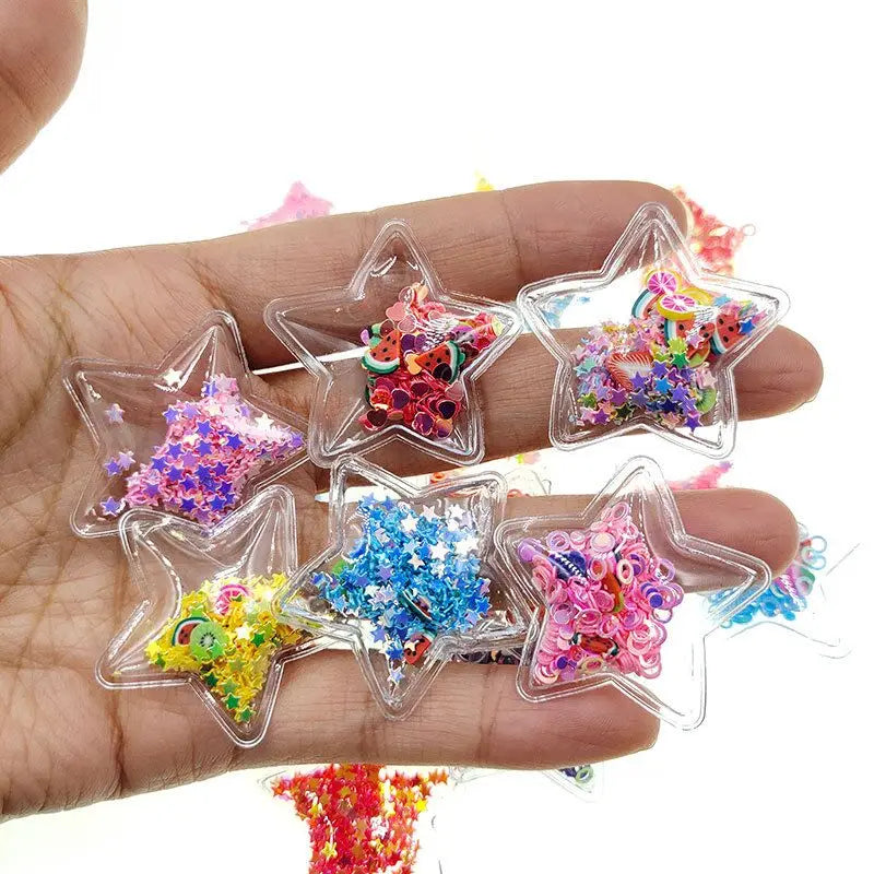 100pcs PVC Sequined Quicksand Mouse Head Love Crown Five-pointed Star Candy Children's Cartoon Headdress Hairpin Accessories