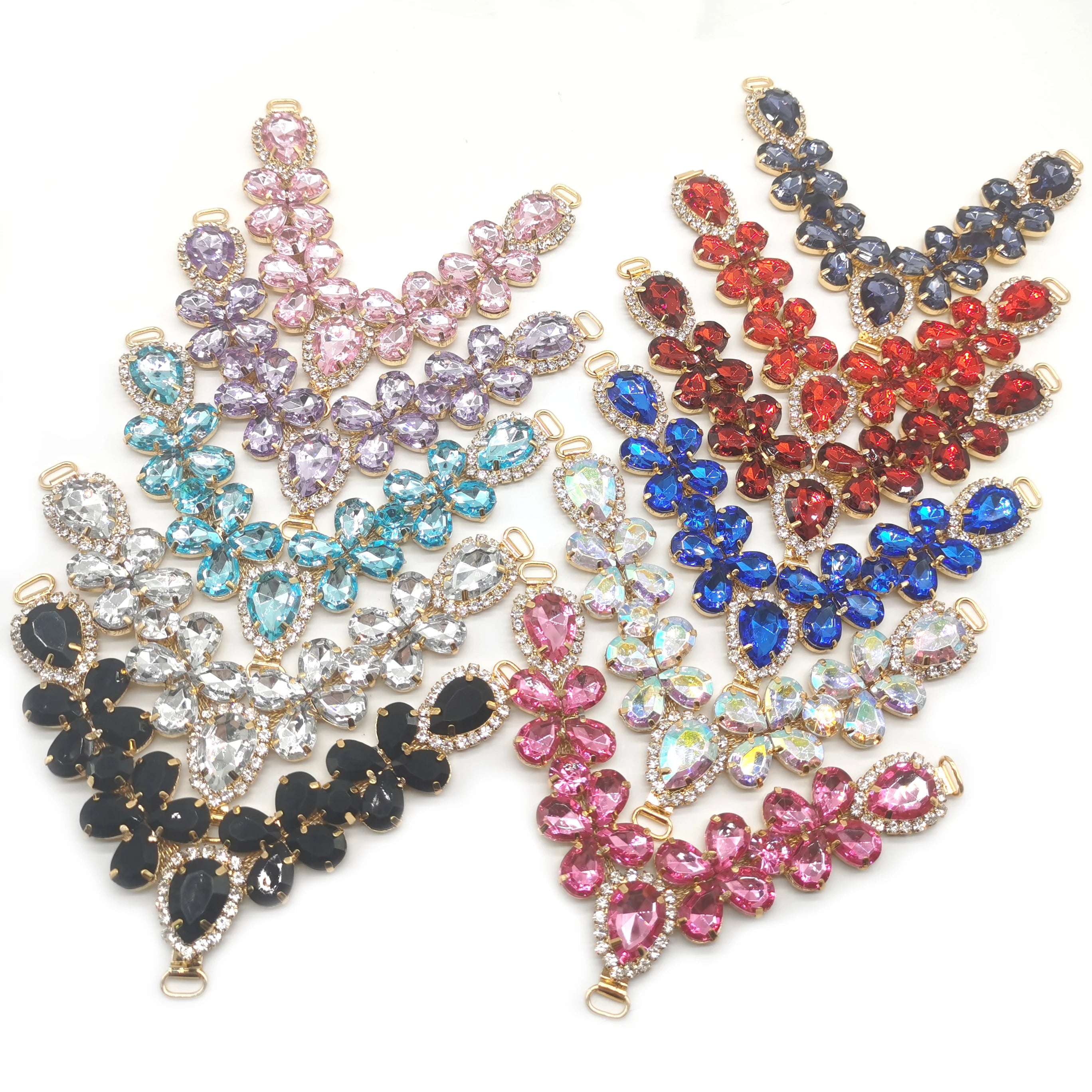 Colorful Rhinestone Shoes Buckle Rhinestone Shoe Decorative Chain Women Summer Slipper Sandal Accessories
